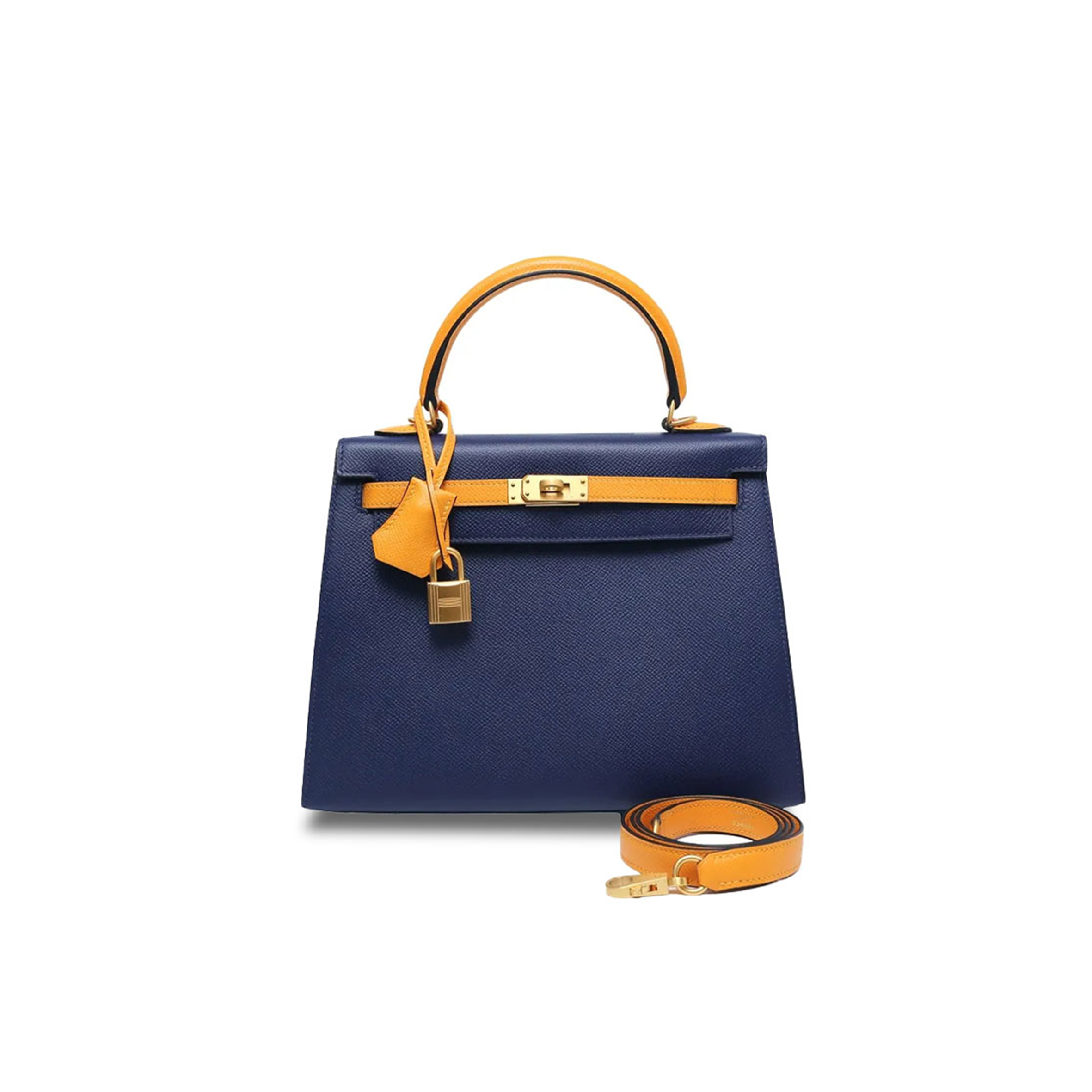 HERMÈS KELLY 28 EPSOM SAPPHIRE BLUE SUN YELLOW (28*22*10cm) 